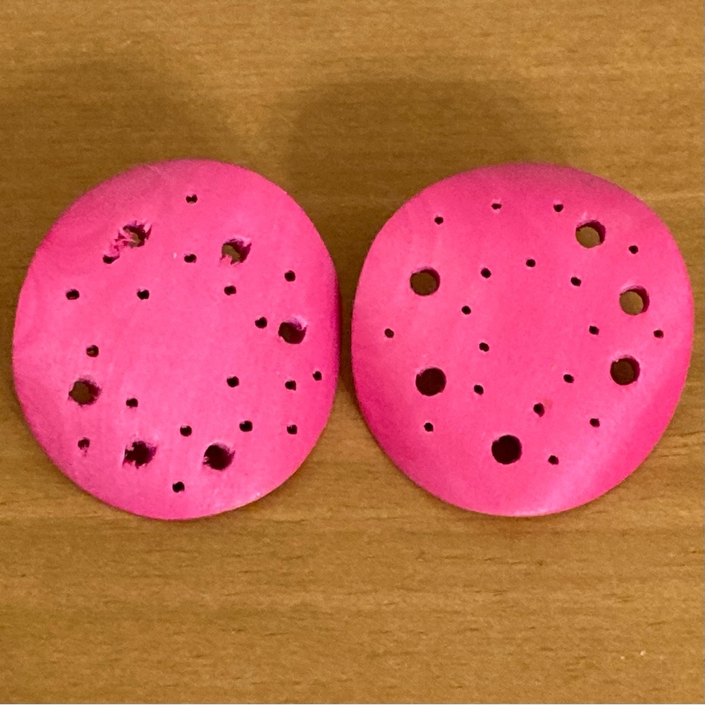 Hot Pink 80s Medallion Post Earrings